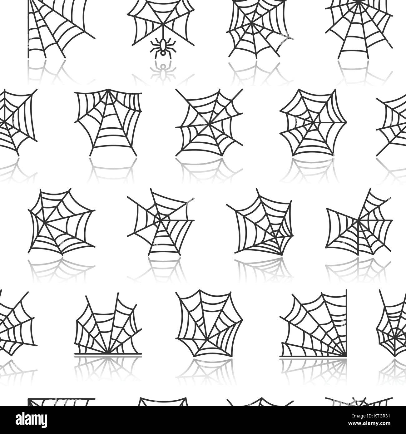 Spider web seamless pattern. Cobweb vector illustration. Black on white monochrome background. Spiderweb season celebration symbol. Print, wrapping, p Stock Vector