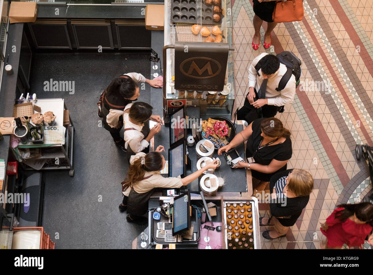 busy coffee shop inside a mall Stock Photo