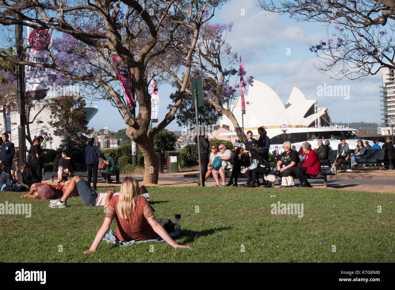 people relaxing outdoor in sydney Stock Photo