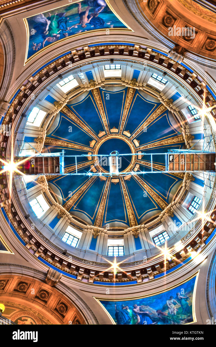 Interior daytime stock photo of interior dome of Minnesota state capital building in St. Paul Minnesota in Ramsey County Stock Photo