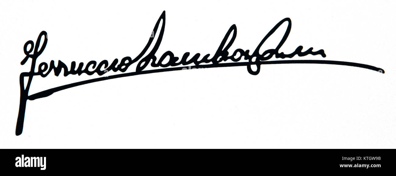 Ferruccio Lamborghini autograph Stock Photo