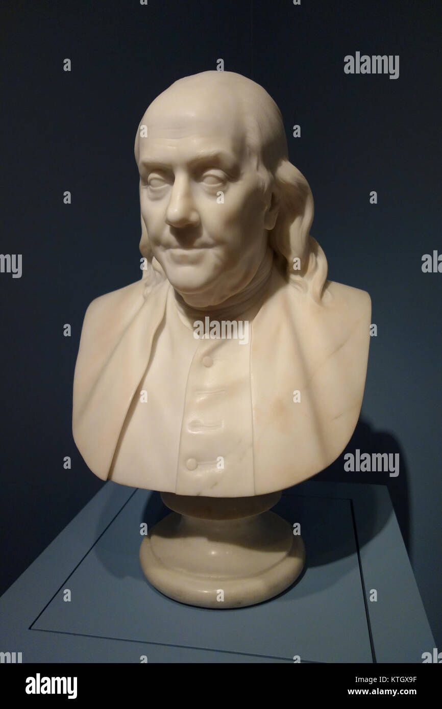 Benjamin Franklin by Hiram Powers, modeled 1848 1849, carved after 1850, marble   Cincinnati Art Museum   DSC04577 Stock Photo