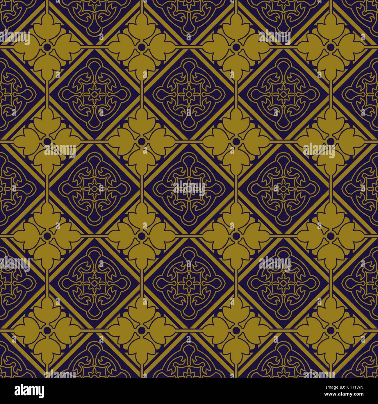 Antique seamless gold background square check cross flower Stock Vector ...