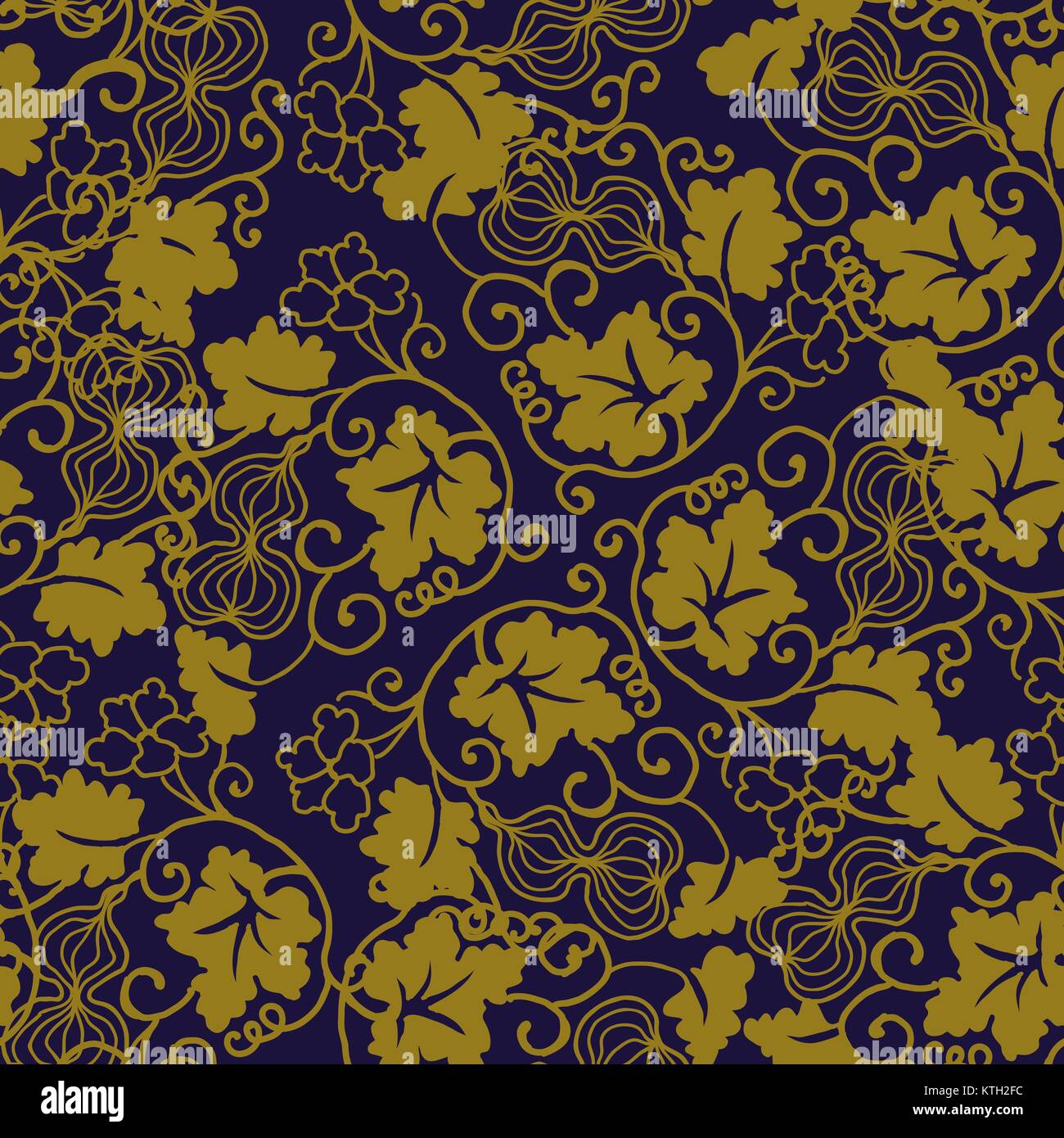 Antique seamless background gourd spiral leaf vine Stock Vector Image ...