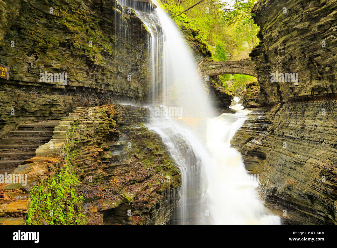 Rainbow Falls, Gorge Trail, Watkins Glen State Park, Watkins Glen, New York, USA Stock Photo