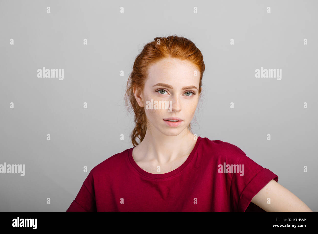 smiling woman posing isolated on white background Stock Photo - Alamy