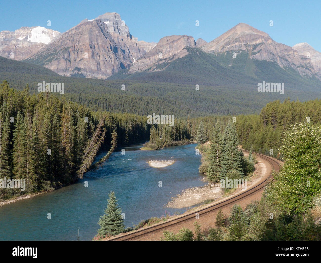 Alberta in Canada: Morant's Curve near Lake Louise Stock Photo