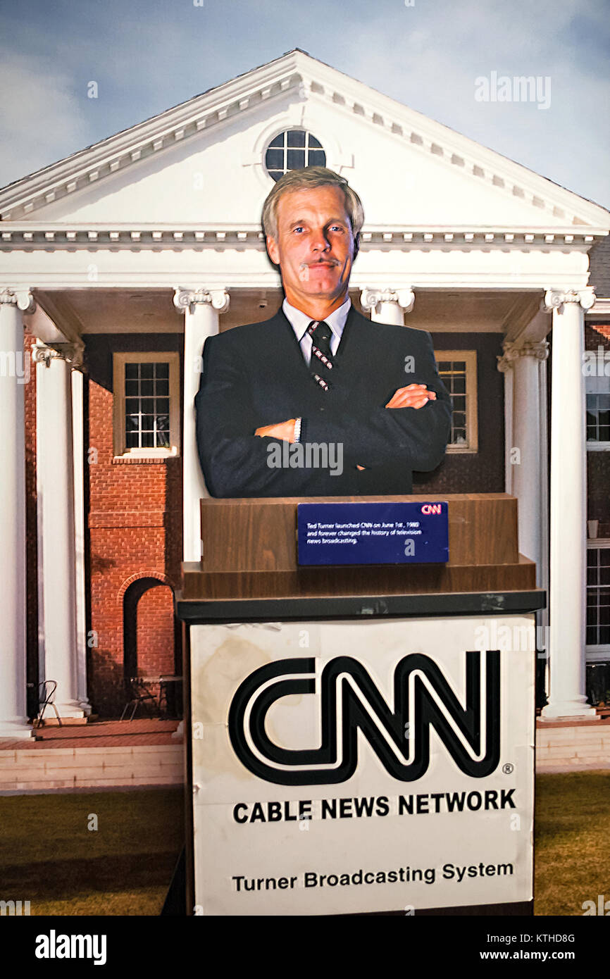 Poster with portrait of Ted Turner, CNN, Atlanta, Geogia, USA Stock Photo