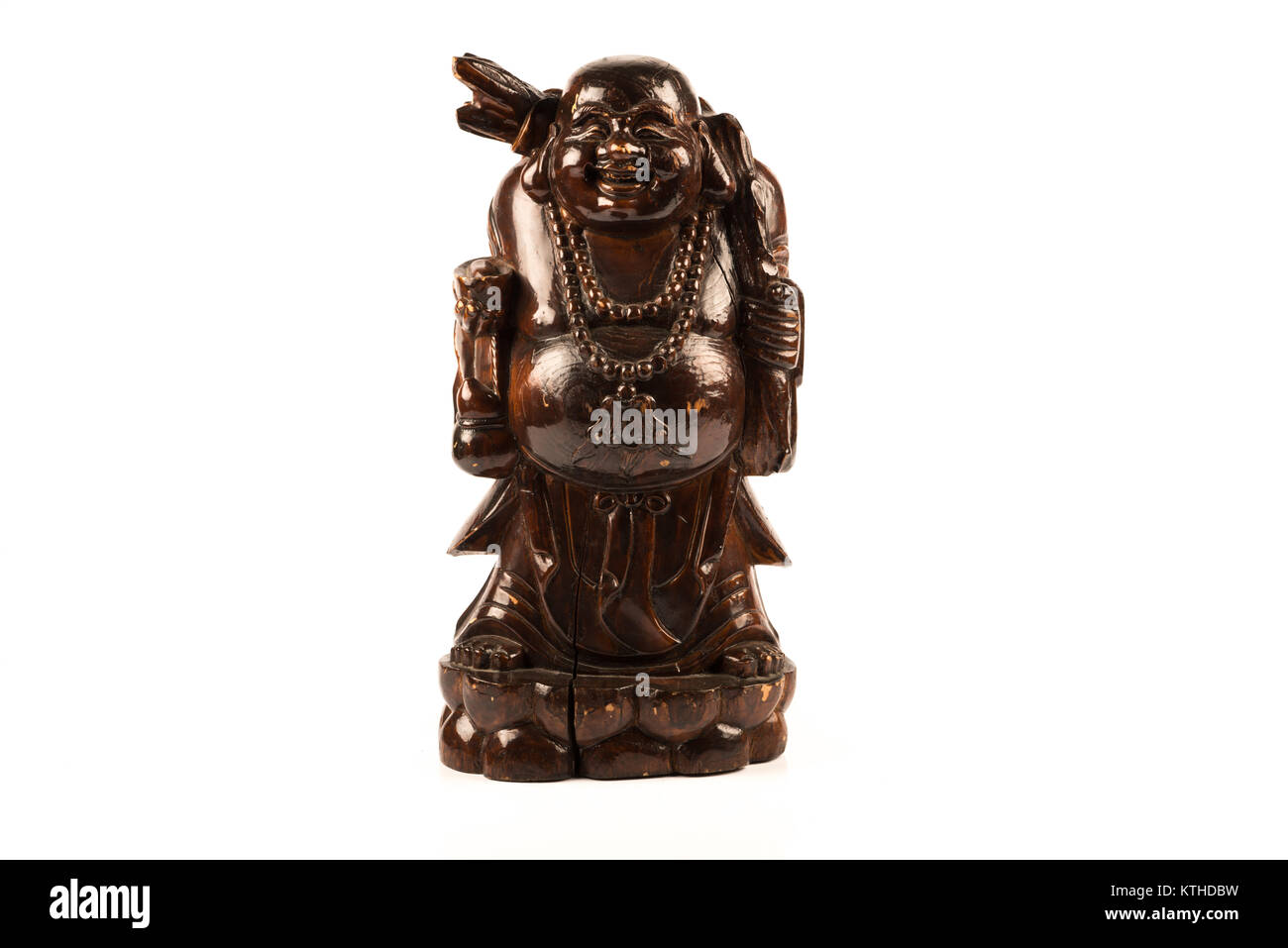 wood carved representing fat Buddha Stock Photo