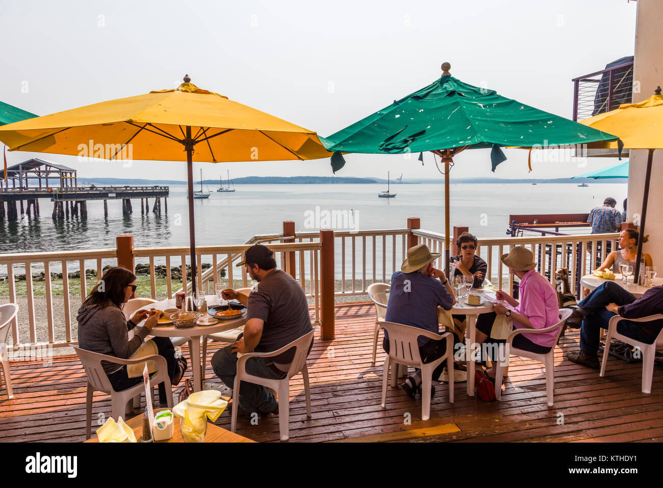 Dining on the waterfront in the Victorian Seaport & Arts Community of  Port Townsend on the Olympic Peninsula in Washington, United States Stock Photo