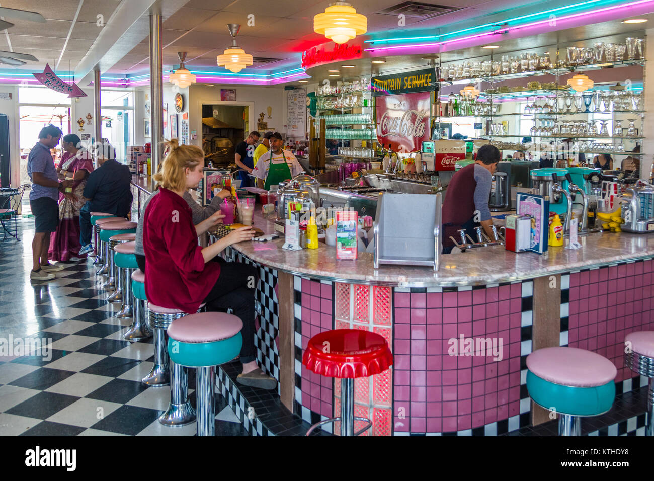 Fifties diner in the Victorian Seaport & Arts Community of  Port Townsend on the Olympic Peninsula in Washington, United States Stock Photo