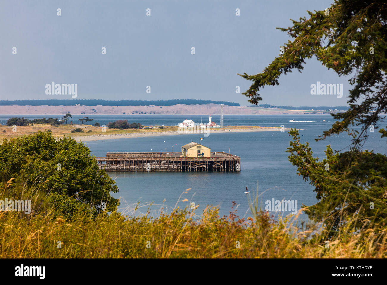 The Point Wilson Light  in Fort Worden State Park in the Victorian Seaport & Arts Community of Port Townsend on the Olympic Peninsula in Washington, U Stock Photo