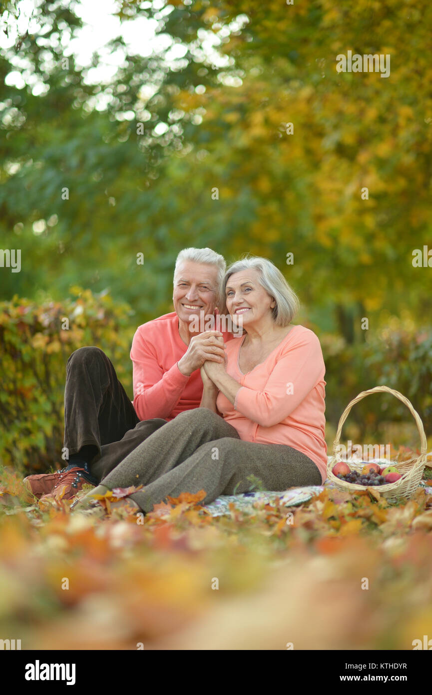 Happy senior couple having picnic hi-res stock photography and images ...