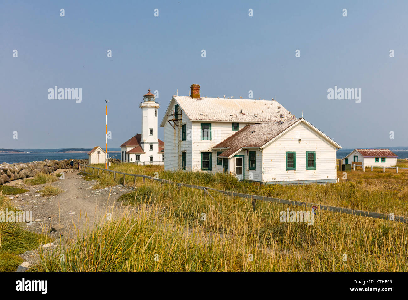 The Point Wilson Light  in Fort Worden State Park in the Victorian Seaport & Arts Community of Port Townsend on the Olympic Peninsula in Washington, U Stock Photo