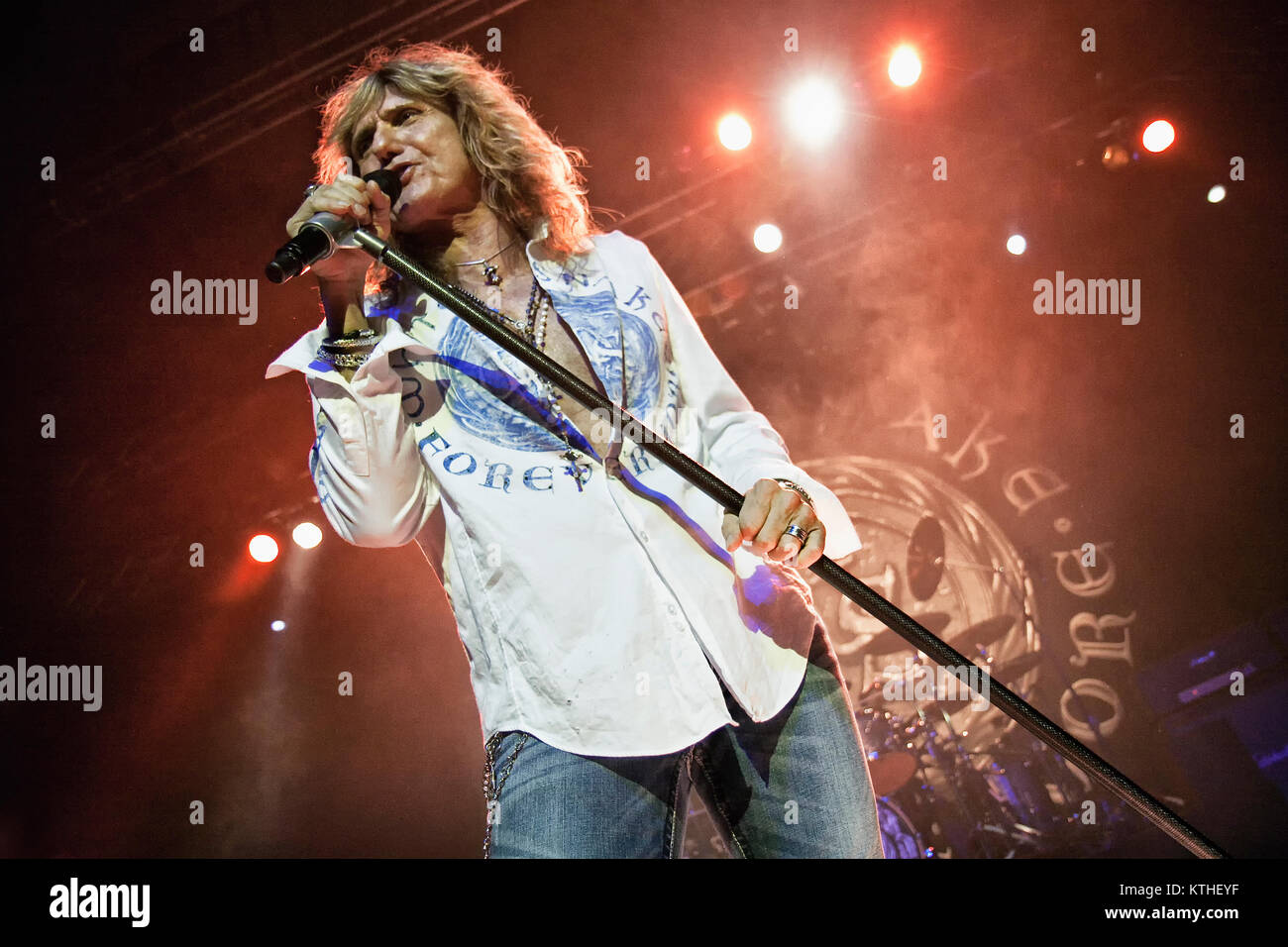 The British hard rock band Whitesnake performs a live concert at Sentrum Scene in Oslo. Here singer, songwriter and musician David Coverdale is seen live on stage. Norway, 20/11 2011. Stock Photo