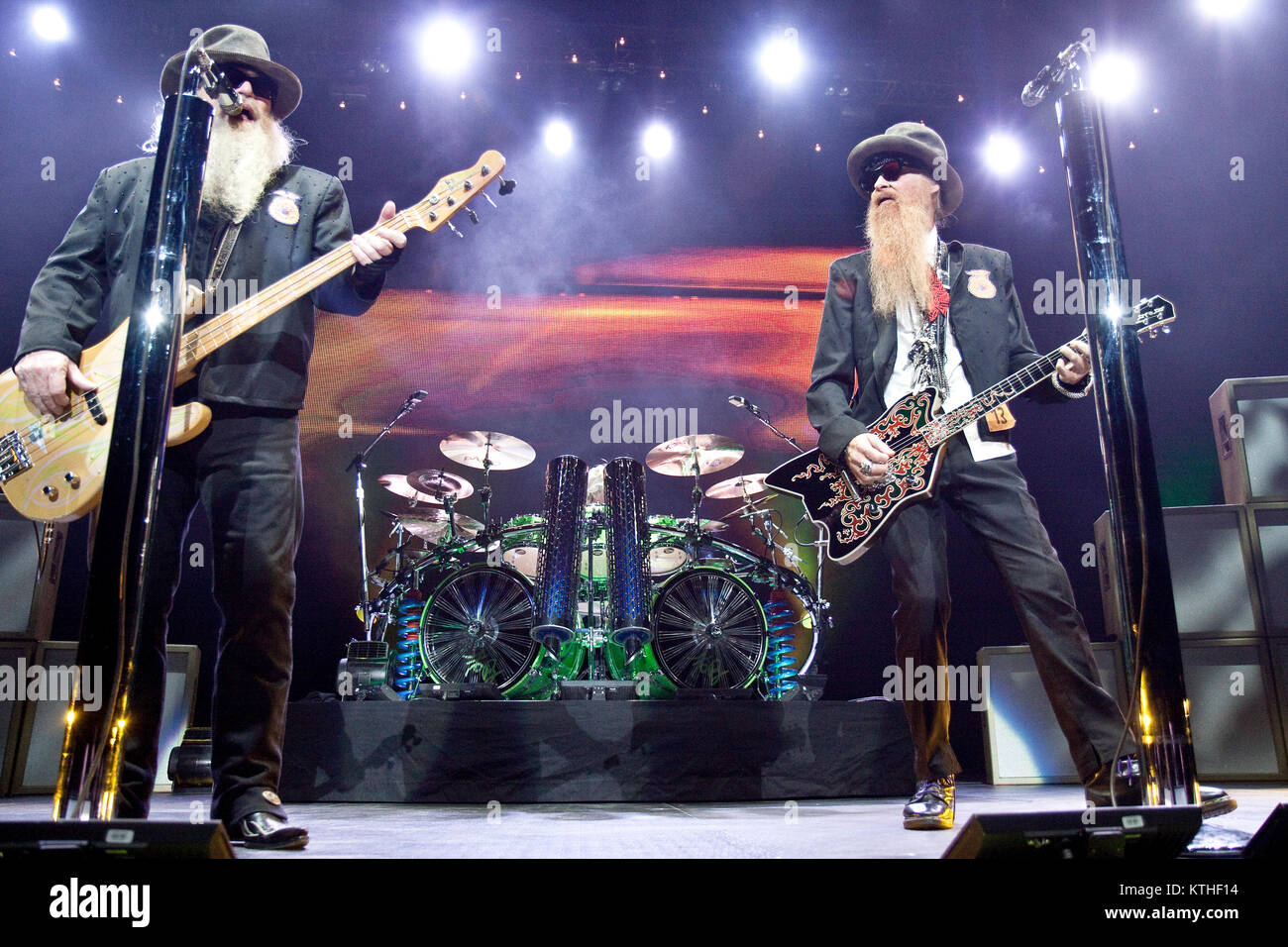 The American rock band ZZ Top performs a live concert at the Oslo