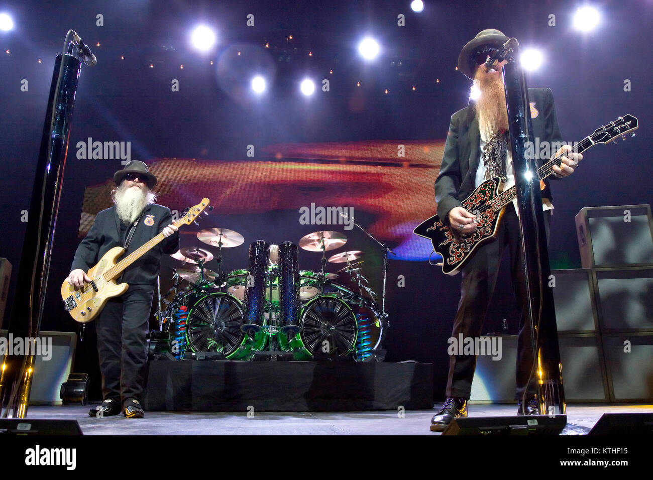 The American rock band ZZ Top performs a live concert at the Oslo