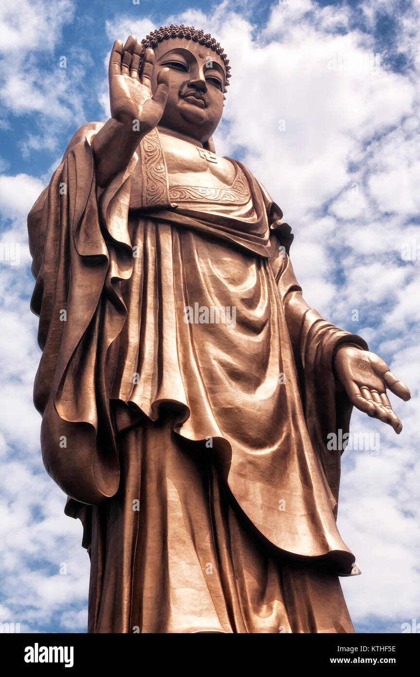 The large standing buddha statue of Lingshan Grand Buddha scenic area