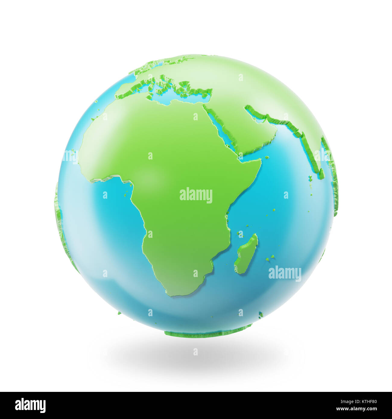 Earth globe isolated on white background. Globe planet Earth icon, 3D Rendring Stock Photo