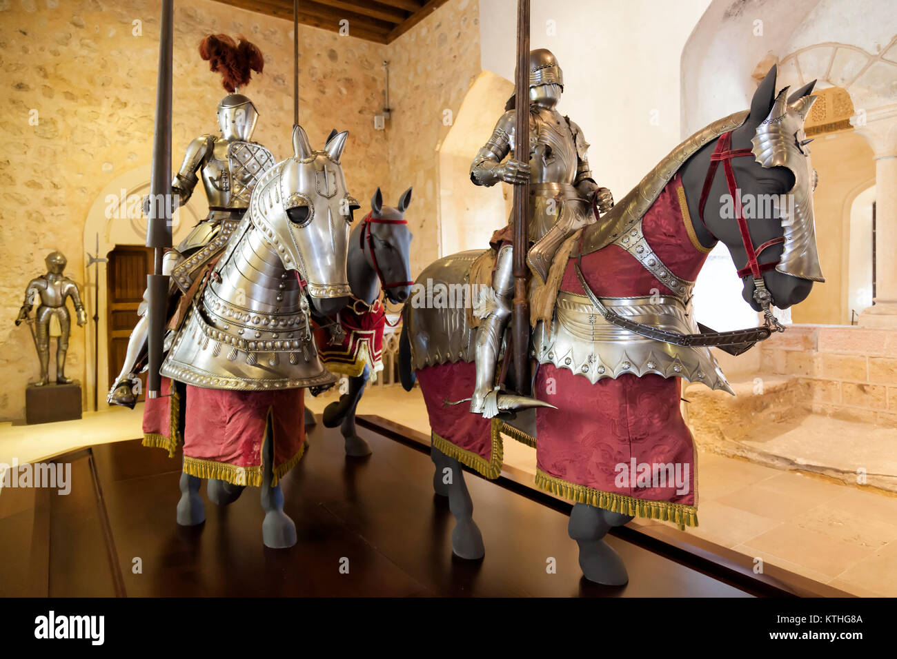 Medival armors for knights and horses Stock Photo