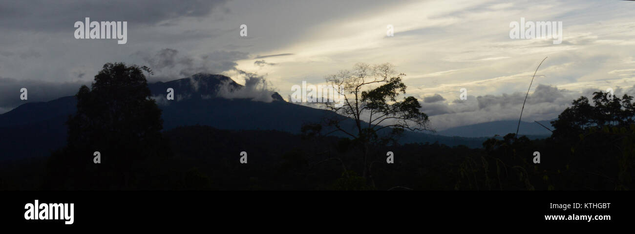 Beautiful panorama of Laos mountains in Asia with beautiful clouds in sky Stock Photo