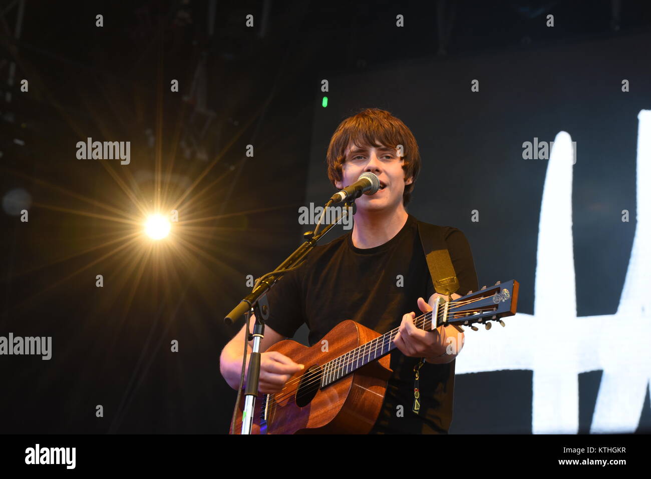 Slovakia, Trencin – July 8, 2017. Jake Bugg, English musician, singer, and songwriter, performing live at Pohoda open-air music and arts festival. Stock Photo