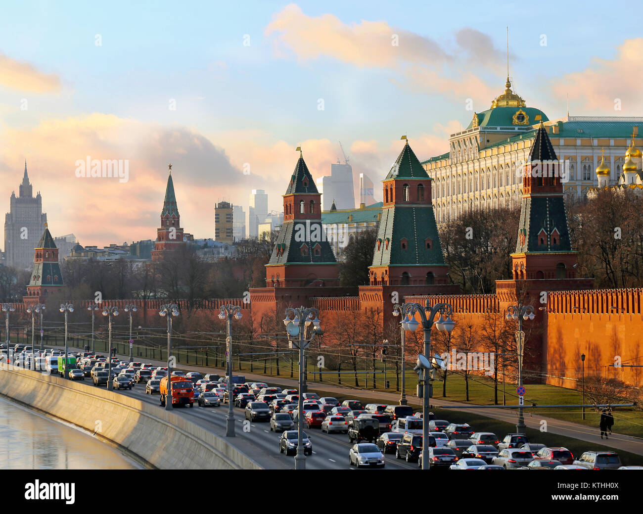 Traffic jam on the Kremlin Stock Photo