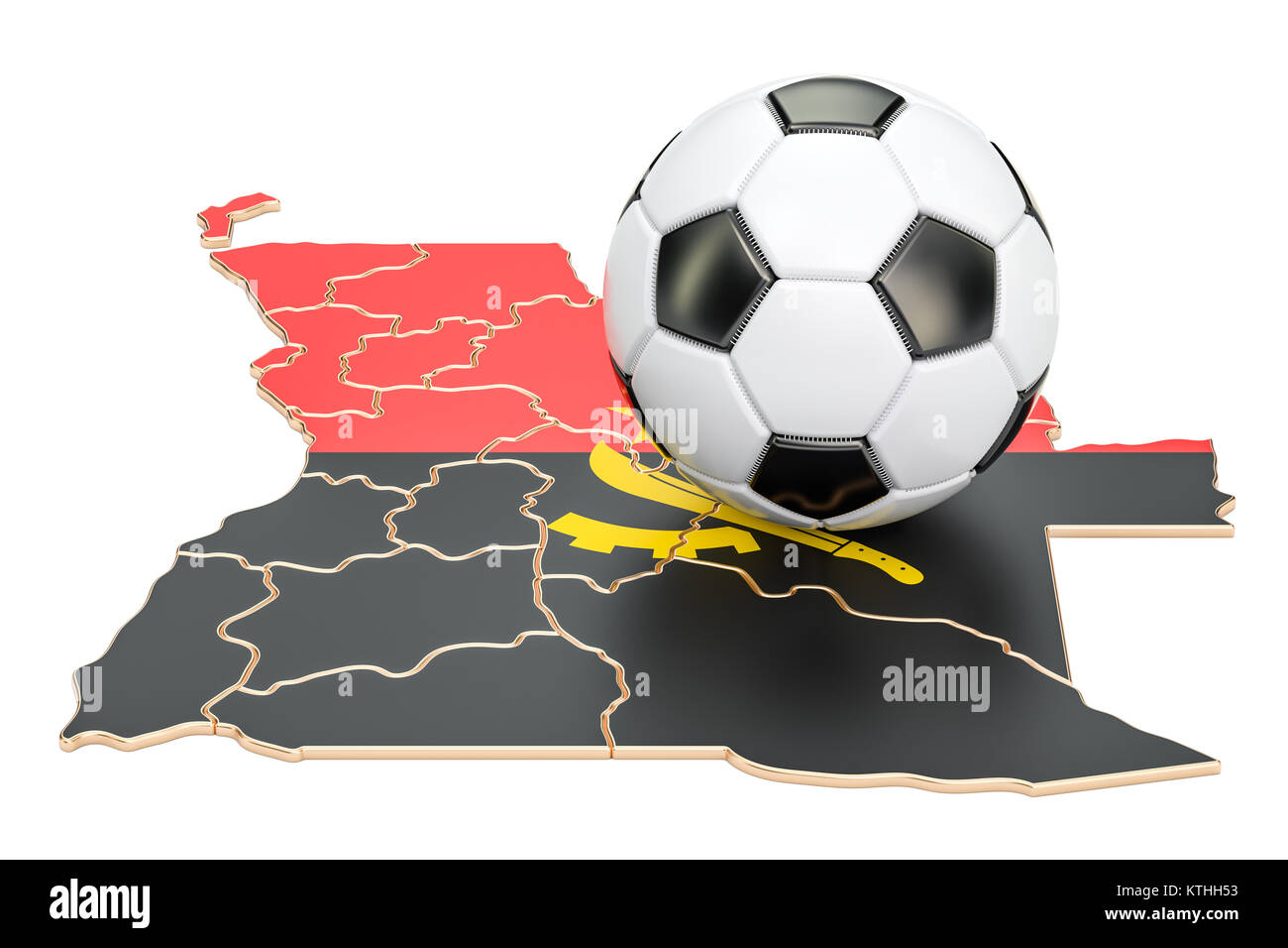 Football ball with map of Angola concept, 3D rendering Stock Photo