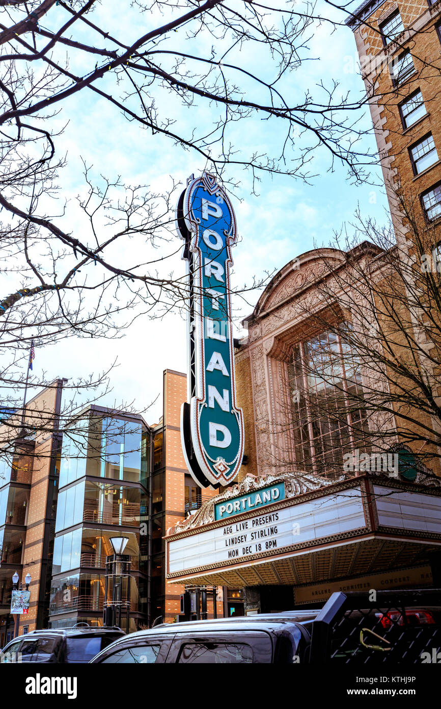 Portland, Oregon, United States - Dec 19, 2017: The iconic Portland