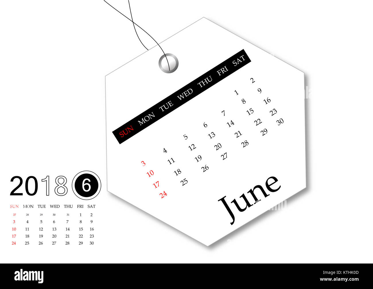June 2018 calendar hi-res stock photography and images - Alamy