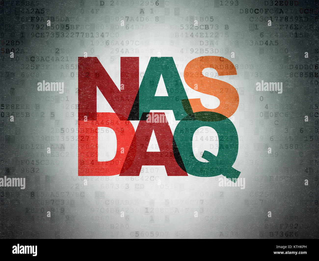 Stock market indexes concept: NASDAQ on Digital Data Paper background Stock Photo