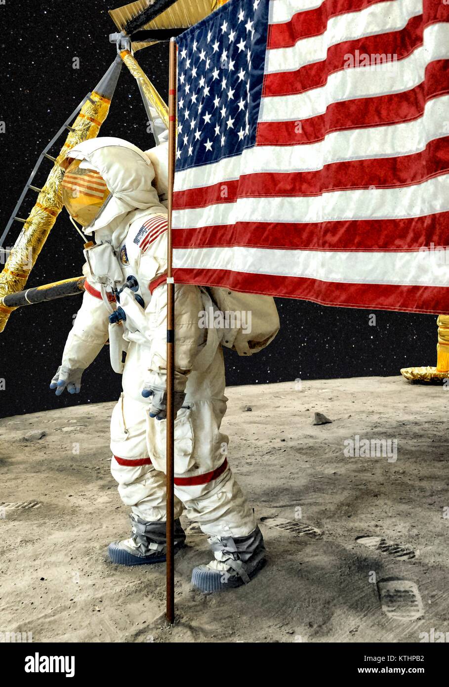 lunar landing recreation. Perfect for a poster or display in science classrooms or smaller museums Stock Photo