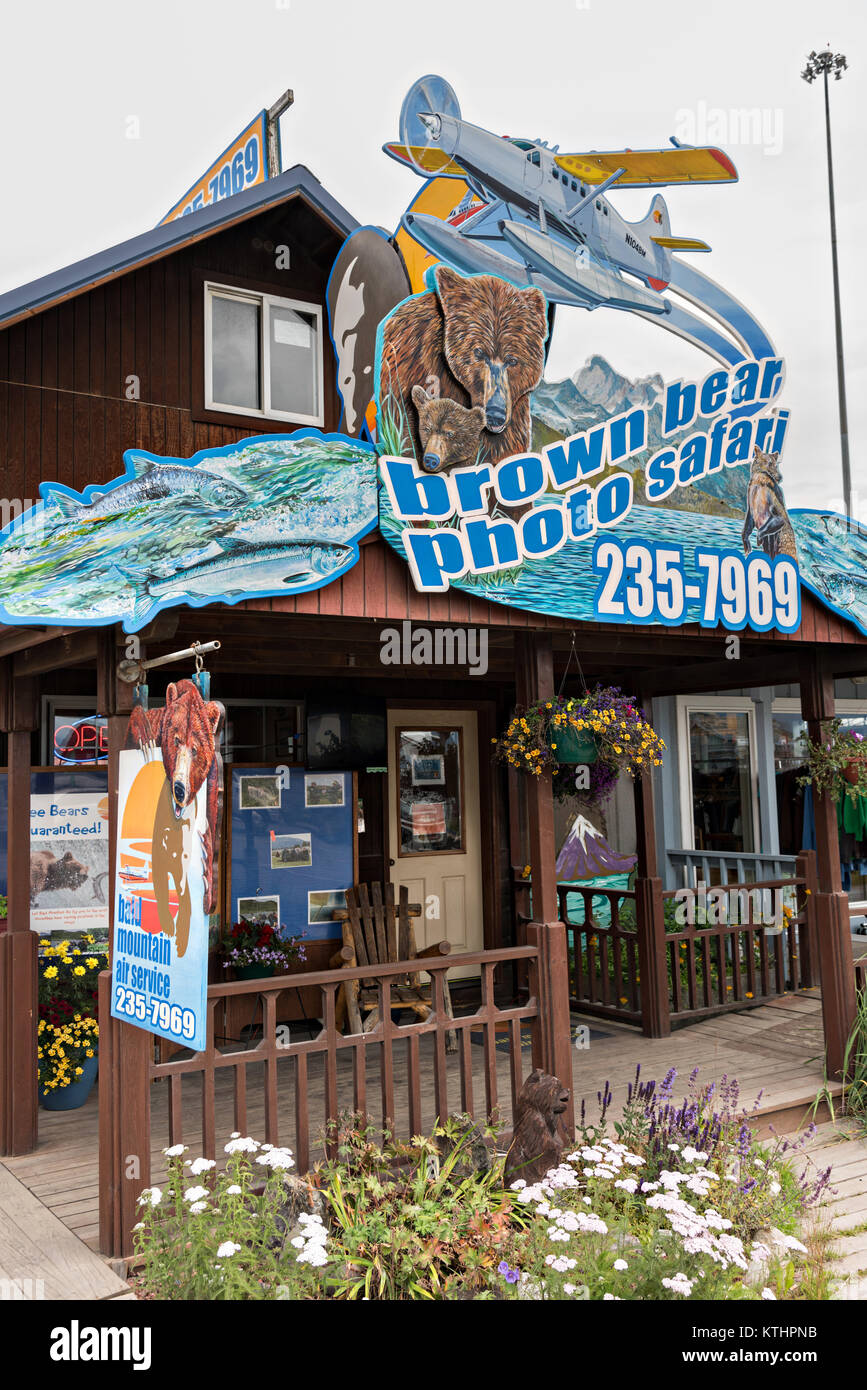 Grizzly bear sightseeing and photo safari shops on Homer Spit on