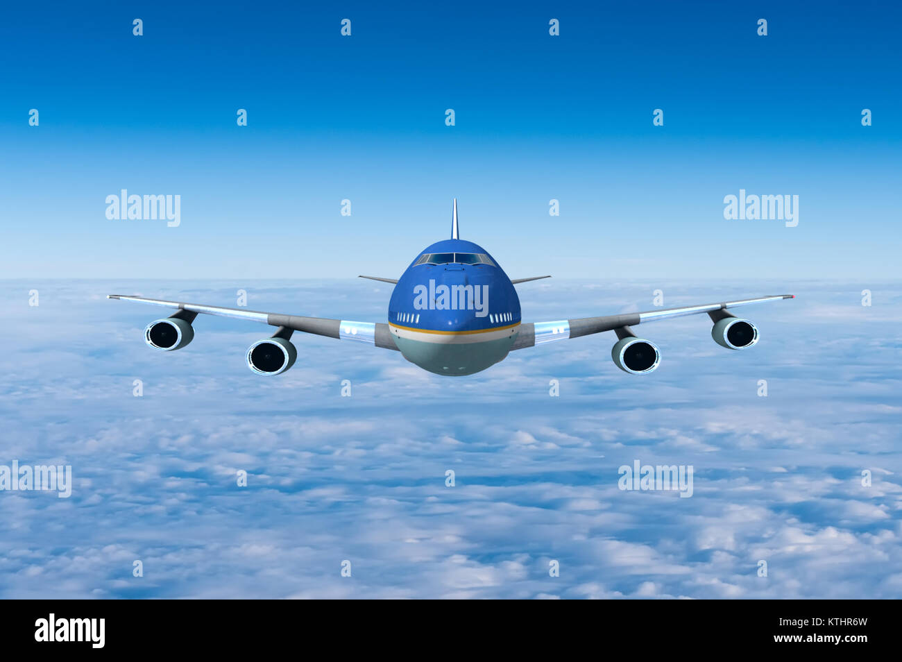Airplane flying in the sky against cloudy sky background Stock Photo ...
