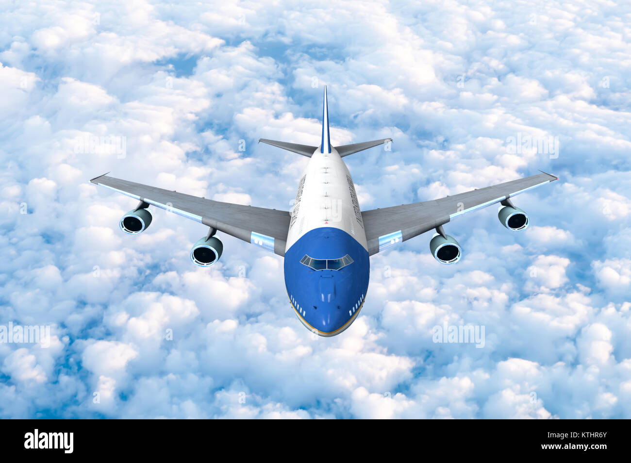 Airplane flying in the sky against cloudy sky background Stock Photo ...