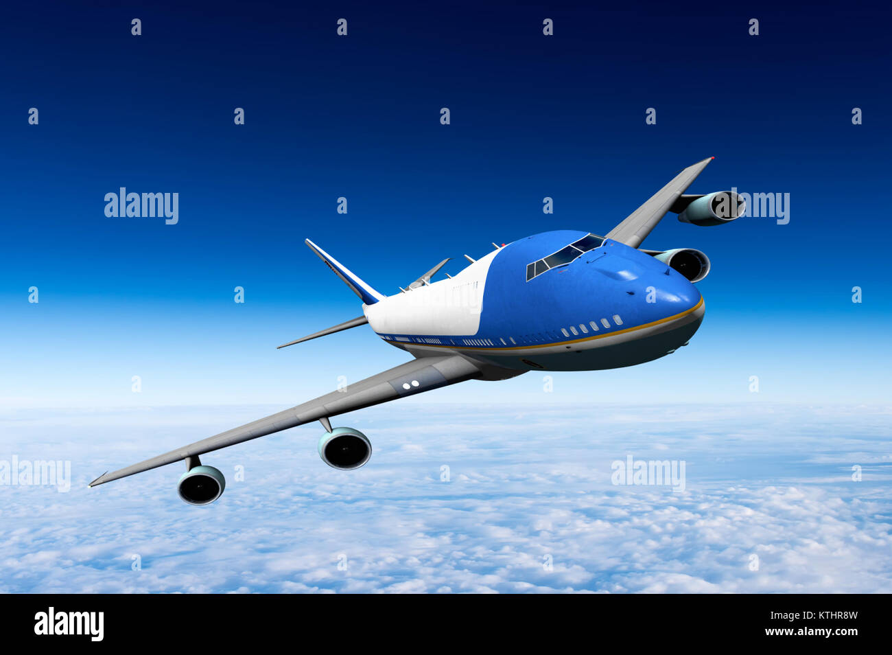 3D plane flying in the sky Stock Photo - Alamy