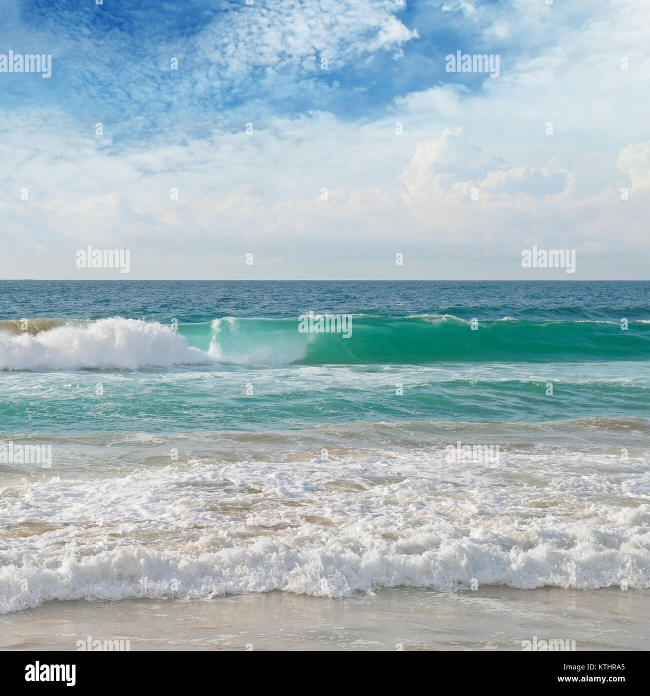 sea, sand beach and blue sky Stock Photo - Alamy