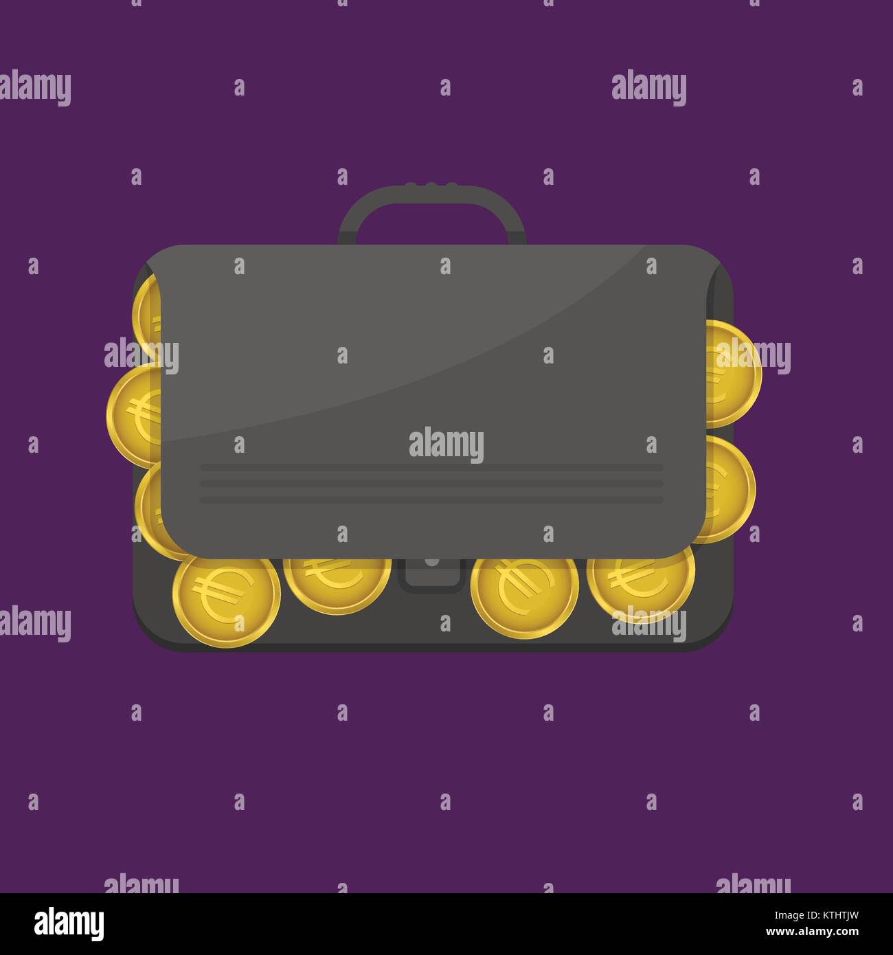 Suitcase with euro coins Stock Vector