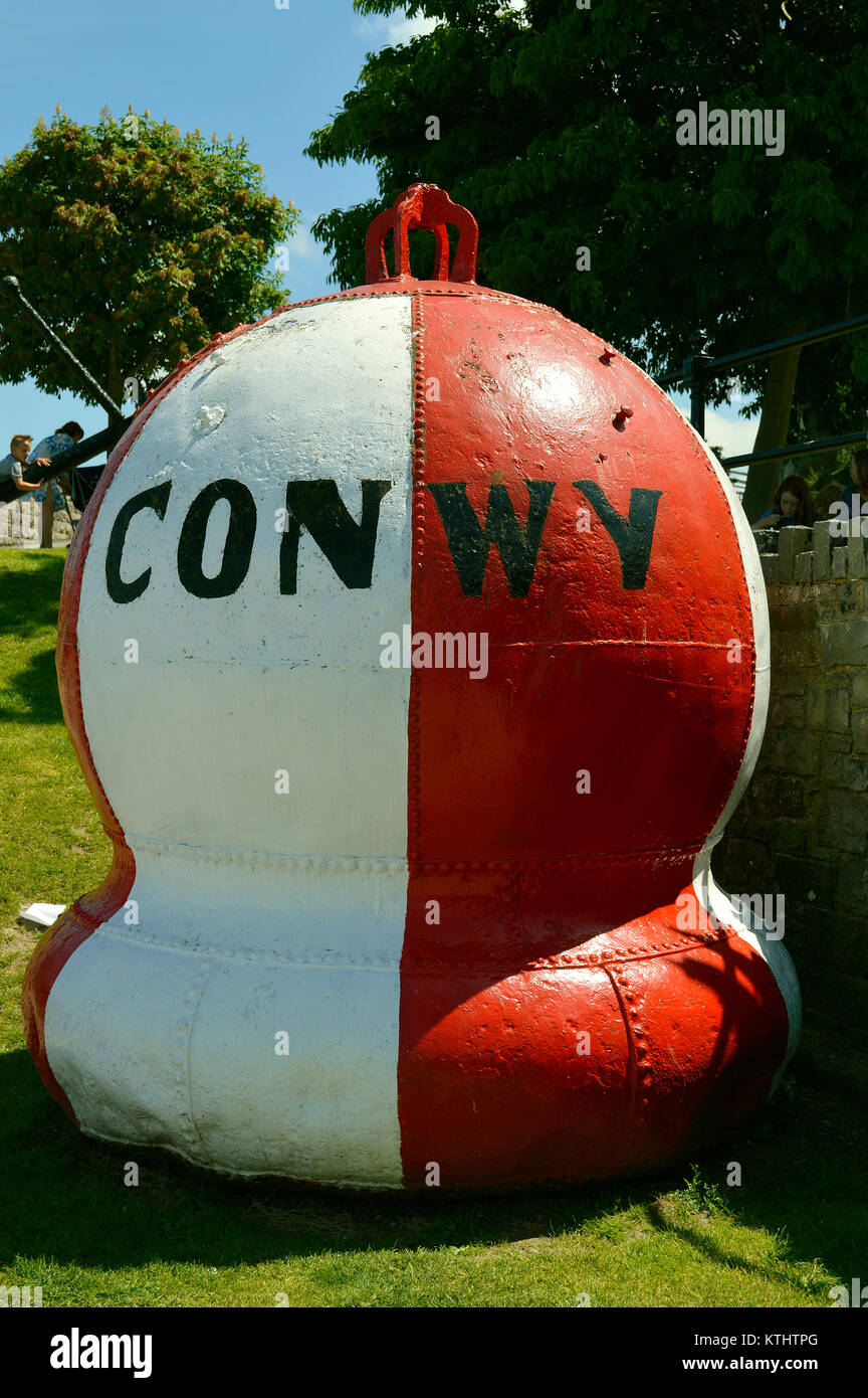 Redundant navigation buoy recycled as a town marker in Conway, North