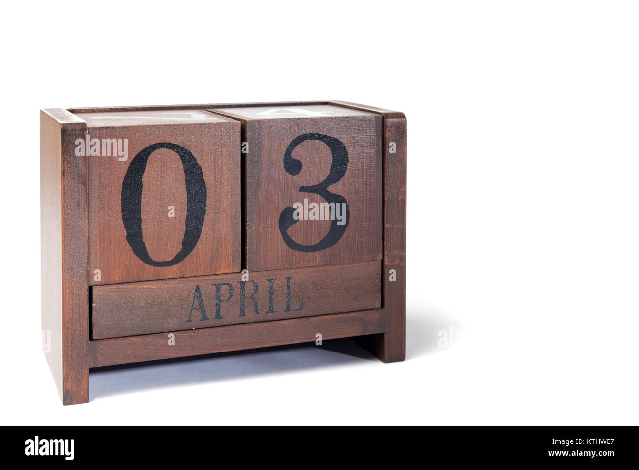 Wooden Perpetual Calendar set to April 3rd Stock Photo - Alamy