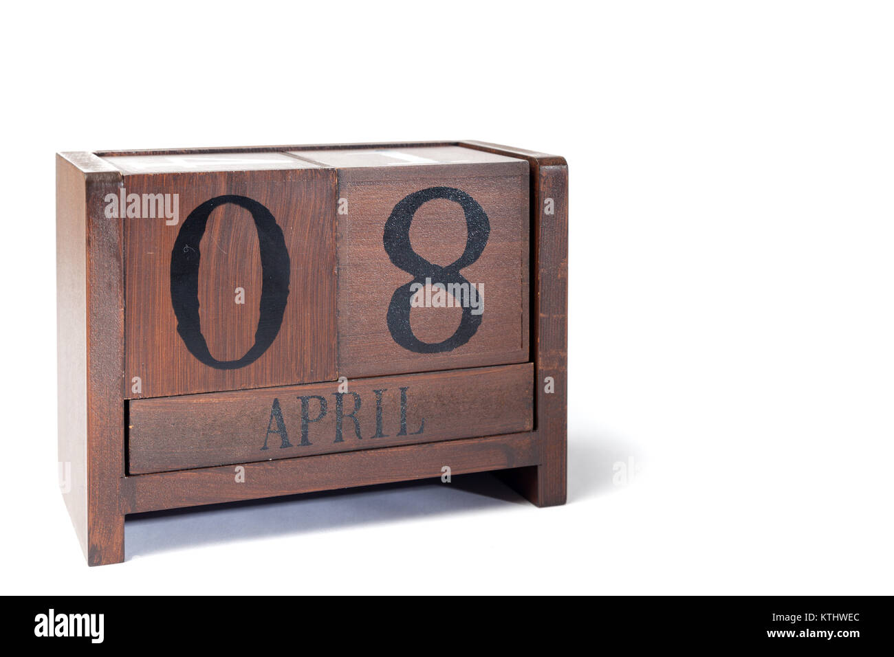 Wooden Perpetual Calendar set to April 8th Stock Photo - Alamy