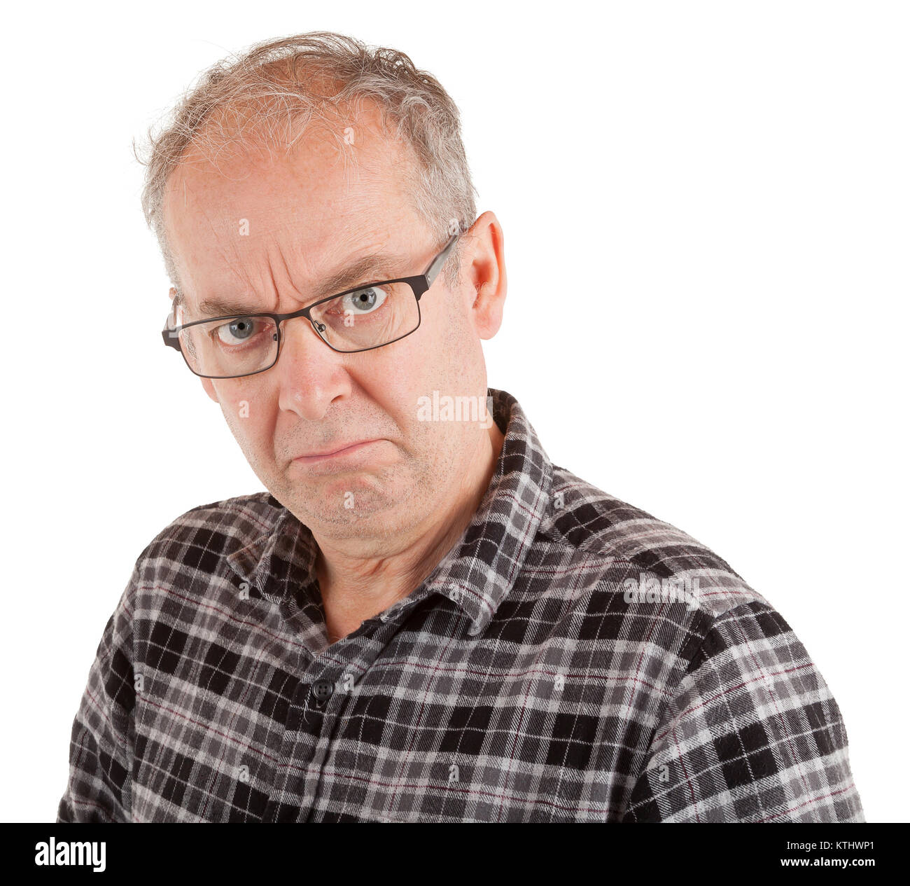 Man is dissatisfied about something. Stock Photo