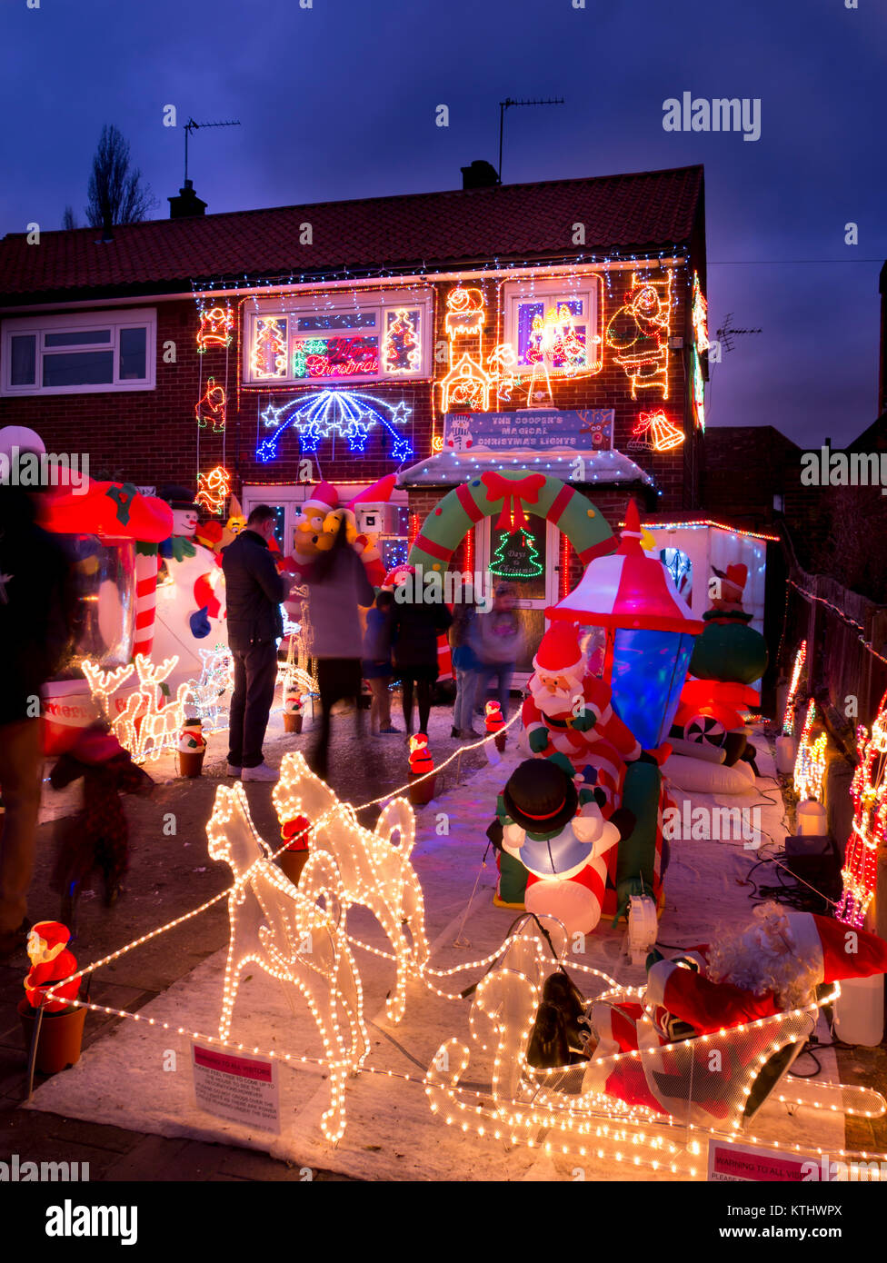 UK, house with excessive Christmas decorations Stock Photo  Alamy