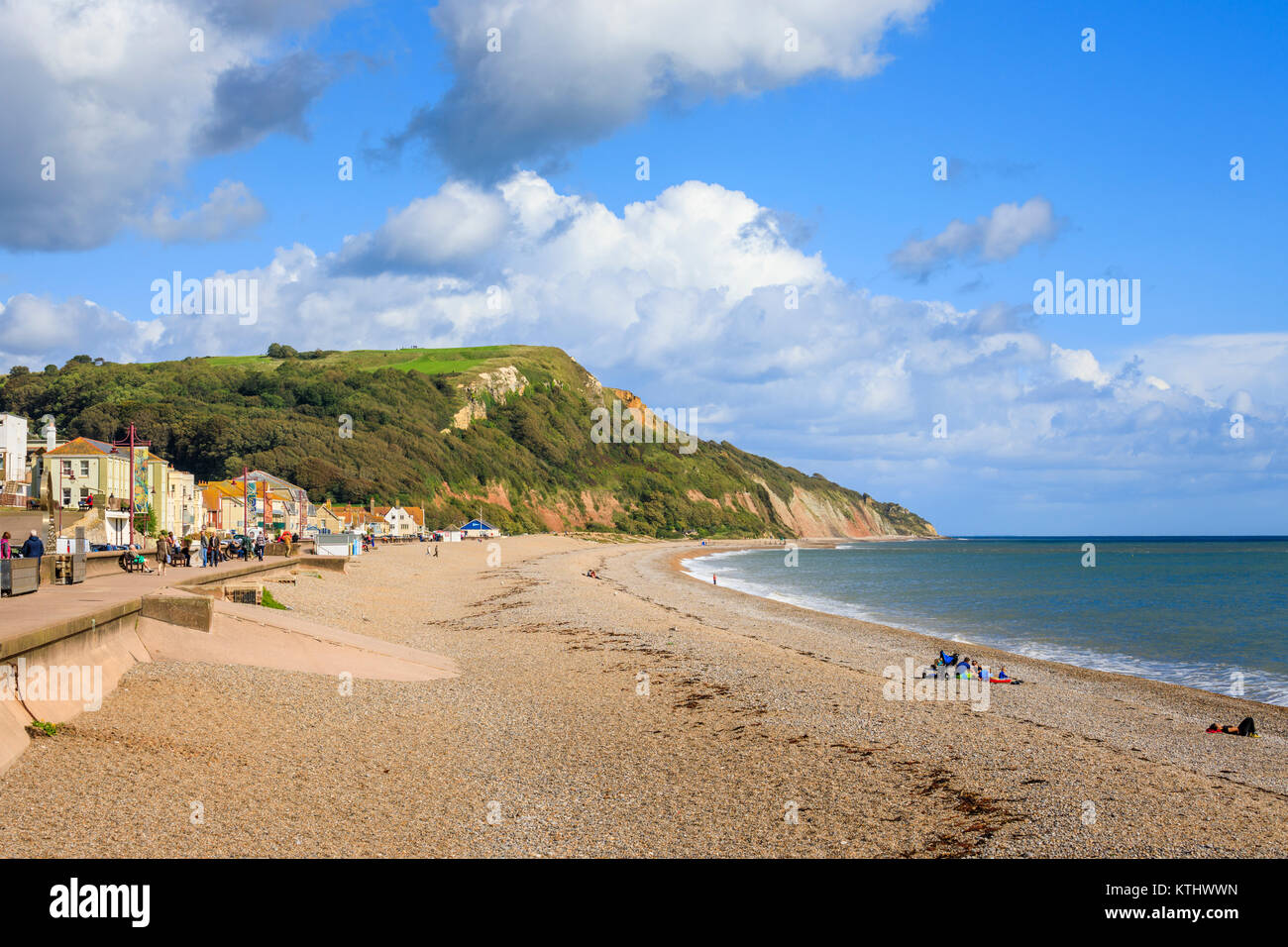 Promenade Shingle Beach And Coloured Cliffs On The Coast At Seaton 