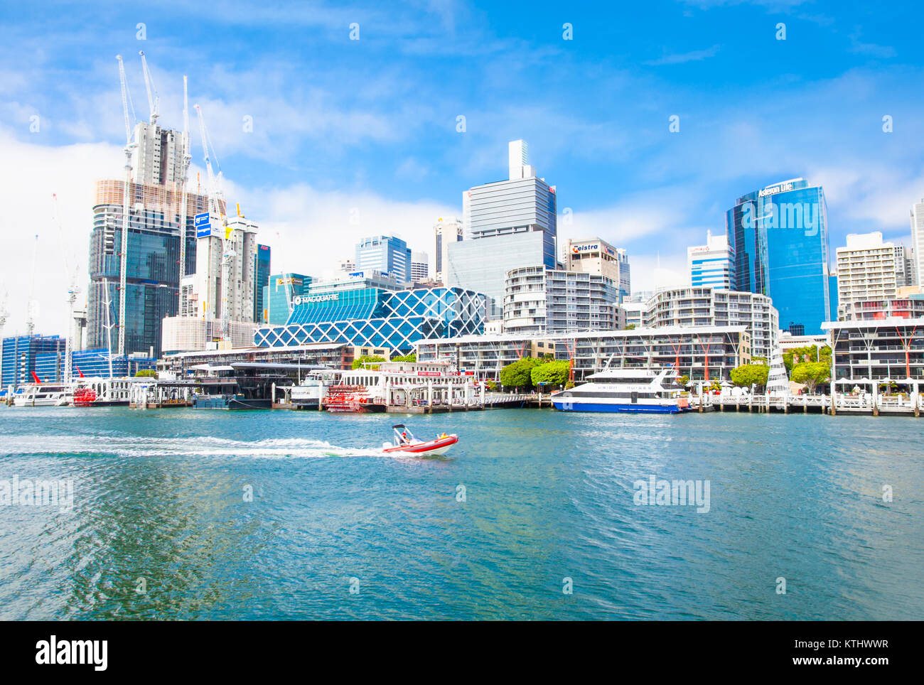 SYDNEY, AUSTRALIA-DEC 24,2014:City scape of Darling Harbour on Dec 24, 2014 in Sydney,Australia.Harbour is a large recreational and pedestrian precinc Stock Photo