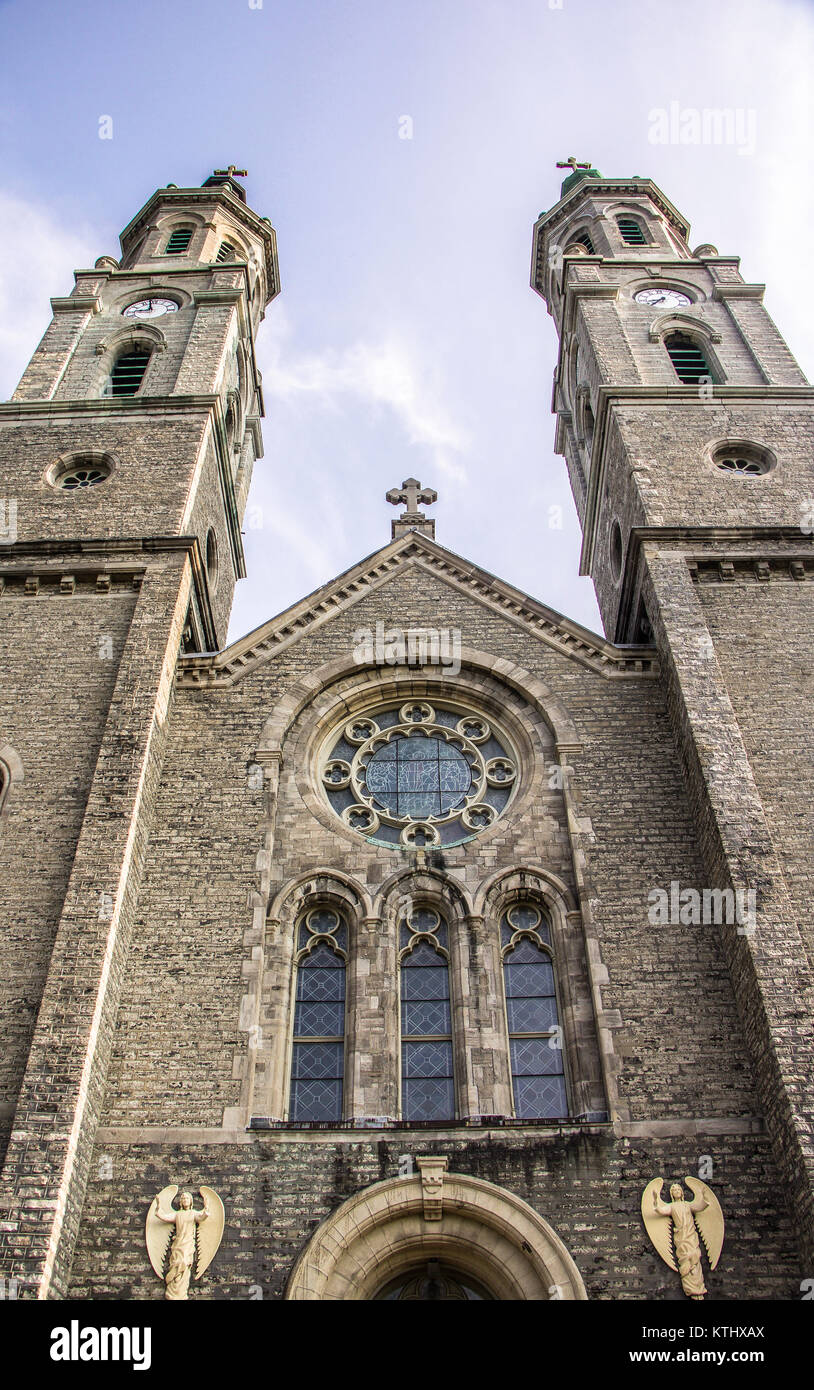 Exterior daytime stock photo of front of the Church of St. Stanislaus