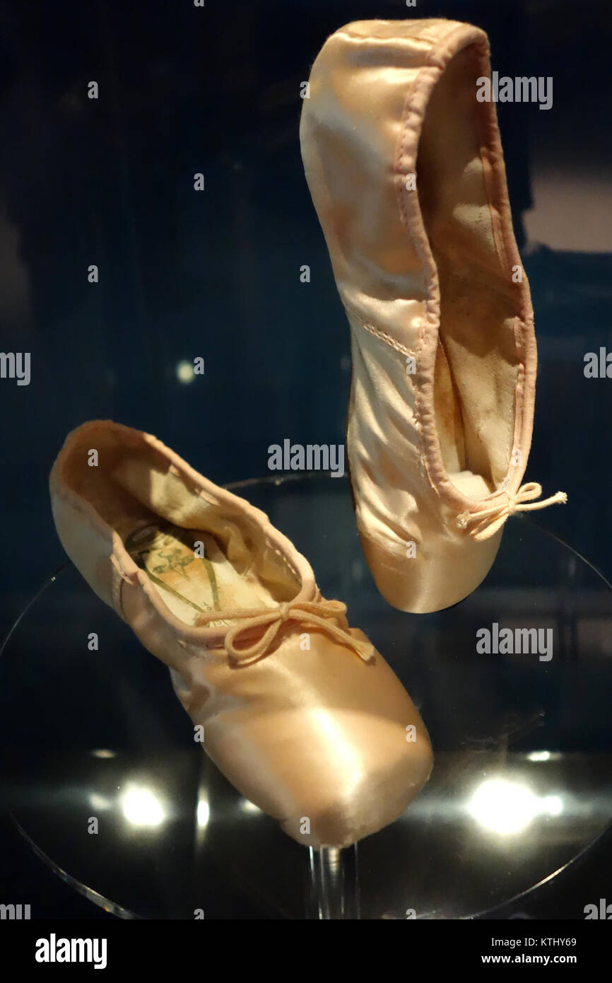 Ballet shoes used by Dame Margot Fonteyn de Arias   Bata Shoe Museum   DSC00333 Stock Photo