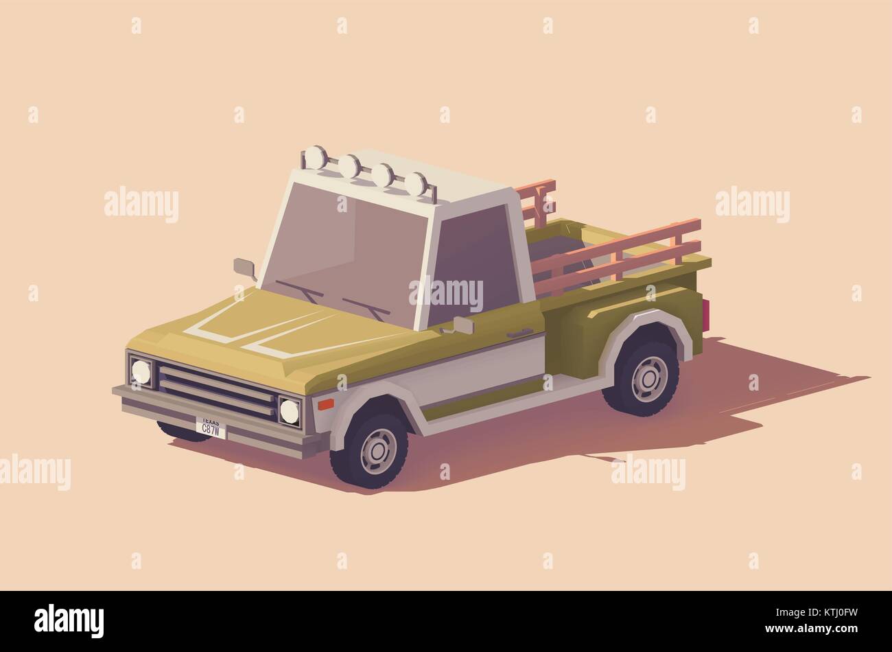 Vector low poly pickup truck Stock Vector