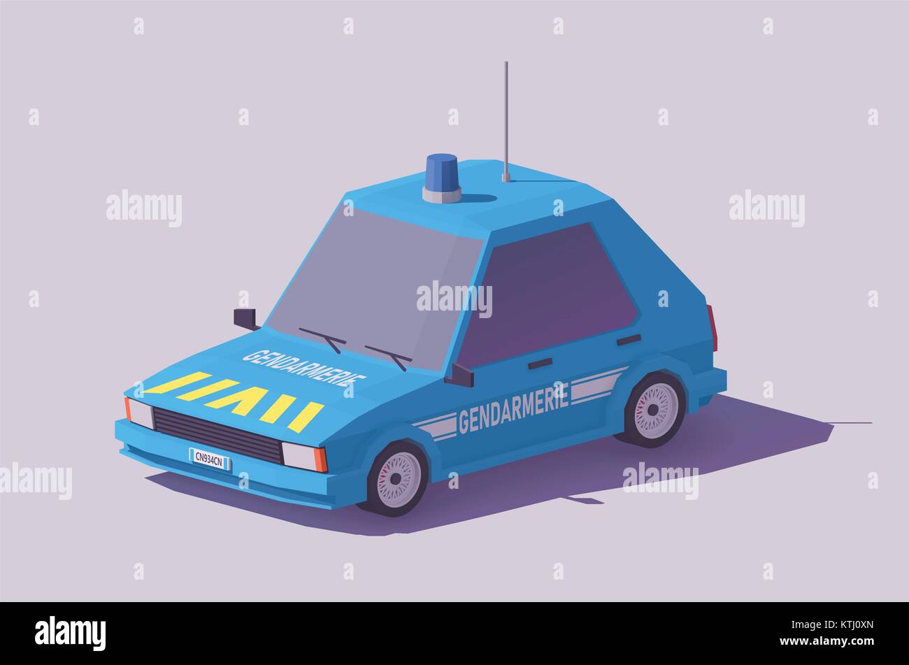 Vector low poly French gendarmerie car Stock Vector