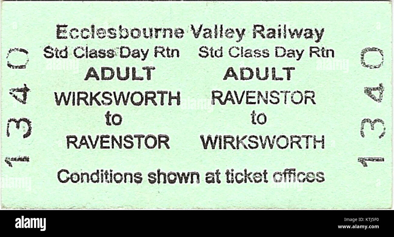 Ecclesbourne Valley Railway   Adult return ticket Stock Photo